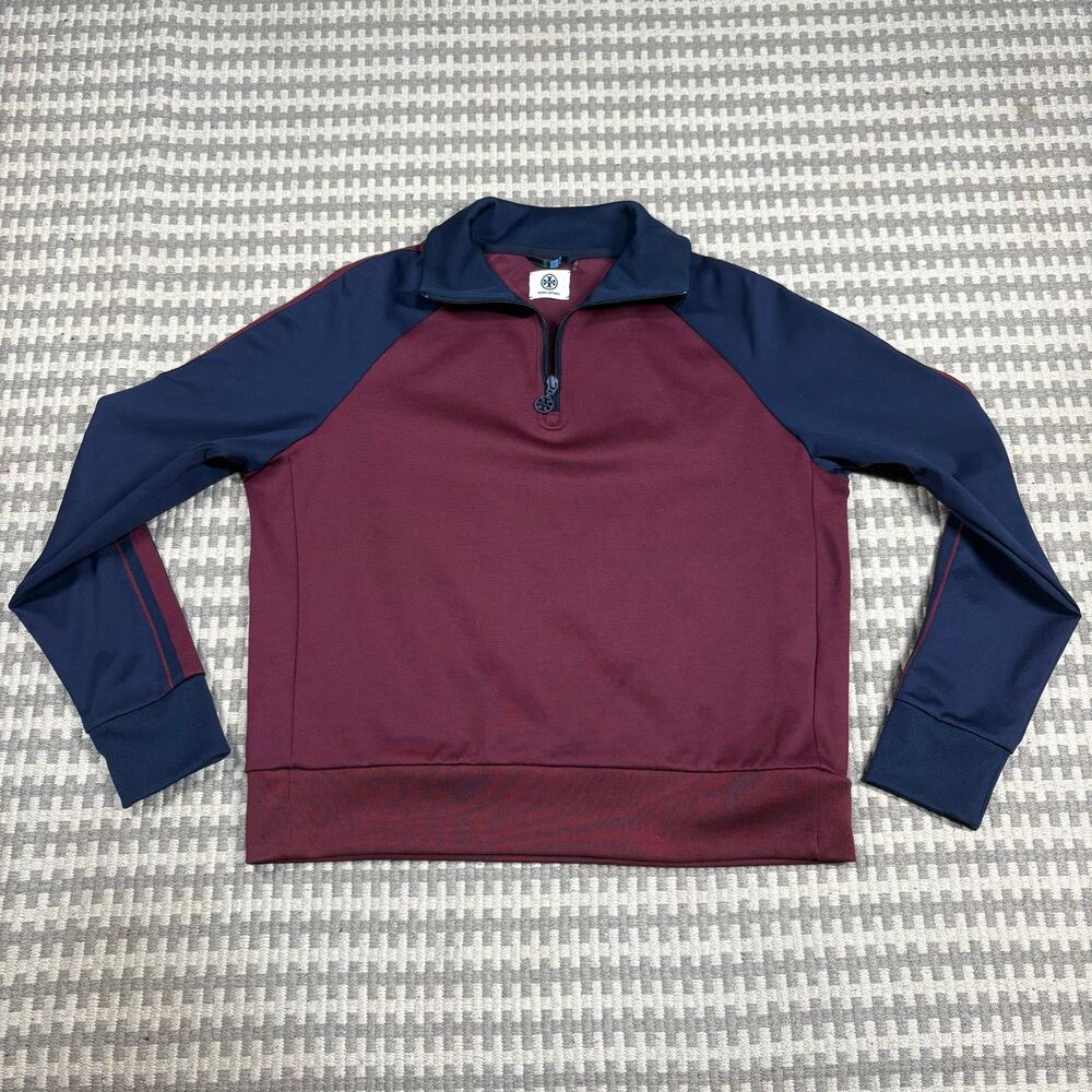 Tory Sport Colorblock Half-Zip Track Jacket Maroon and Navy‎ Sz L Womens
